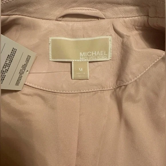 NEW WITH TAGS Michael Kors Pink Leather Jacket - Picture 5 of 9